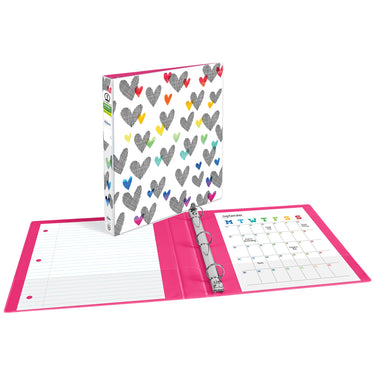 Avery + Amy Tangerine Designer Collection Binder, 1 Inch Round Rings, 175-Sheet Capacity, Hatchmark Hearts (28320)